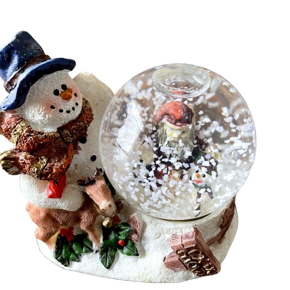 Lot 3 Vintage Mini Snowman Christmas Snow Globes u Display Figurines - Picture 5 of 9